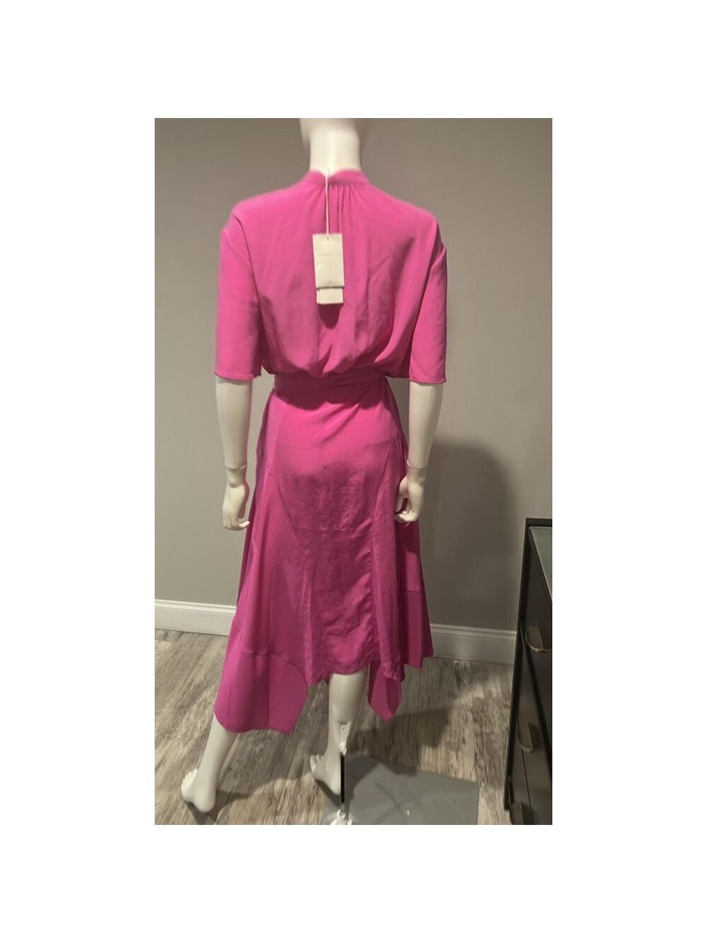 Stella McCartney Pink Asymmetrical Silk Midi Dress Size 4 (42) - Picture 9 of 11